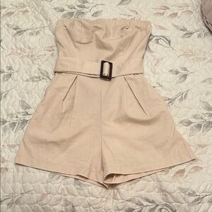 Monteau Cream Strapless Romper with Belt